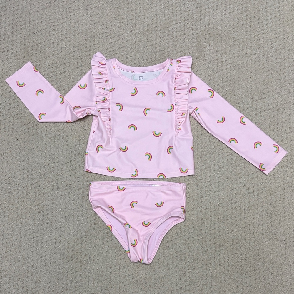 Pink Ruffled Rainbow Toddler Swim Set - Never Worn! - Baby Gap Size 3 yrs